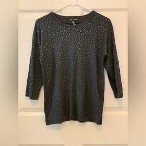 Cable & Gauge Elegant Gray Studded Women's Top.  Size-Small